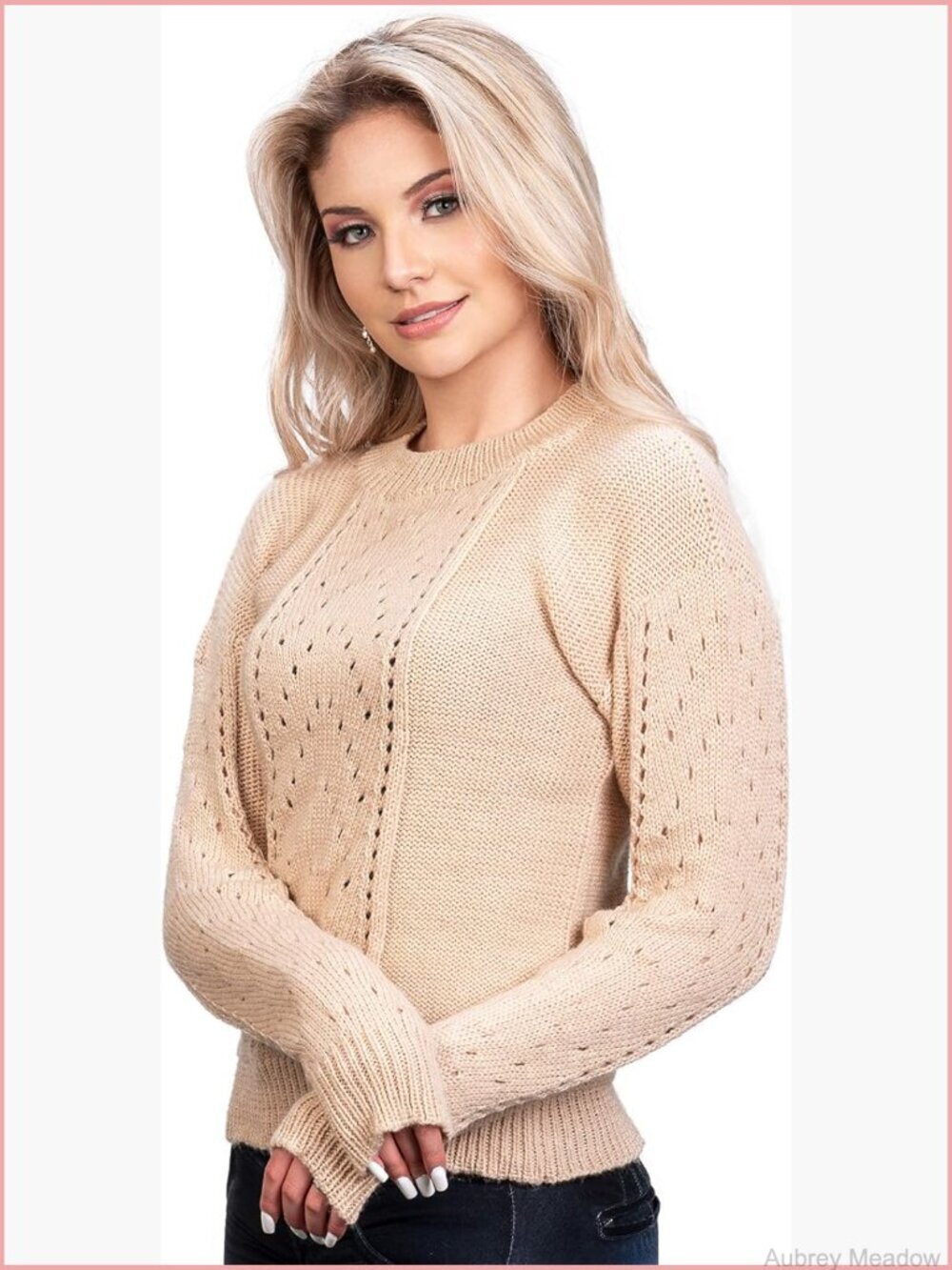 Handmade Alpaca Wool Pullover Crew Neck Long Sleeve Winter Sweater